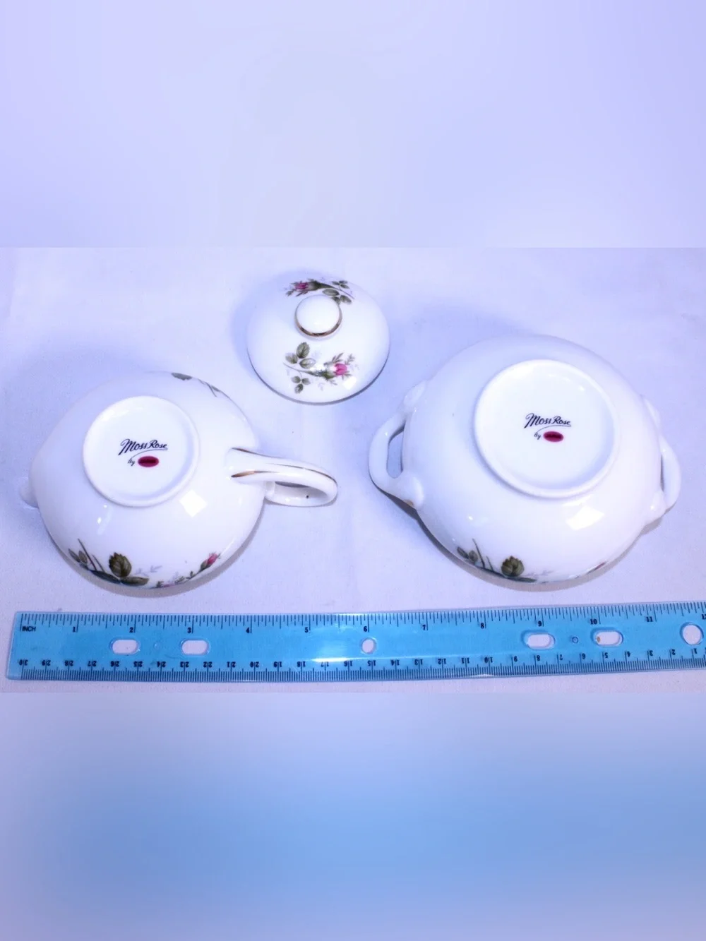 Vintage Sango Japan Moss Rose Porcelain Creamer and Lidded Sugar Set - Gold Trim